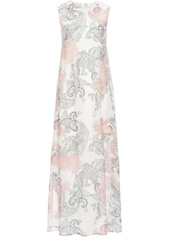 Ärmelloses Chiffonkleid mit All Over-Print in weiß von vorne - bonprix