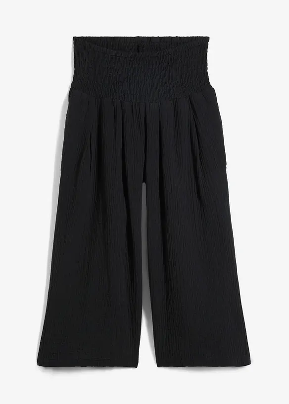 Musselin-Hose aus reiner Baumwolle in schwarz von vorne - bonprix Musselin-Hose aus reiner Baumwolle in schwarz von vorne - bonprix