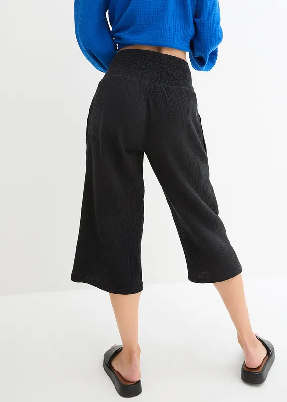 Musselin-Hose aus reiner Baumwolle in schwarz von hinten - bonprix Musselin-Hose aus reiner Baumwolle in schwarz von hinten - bonprix