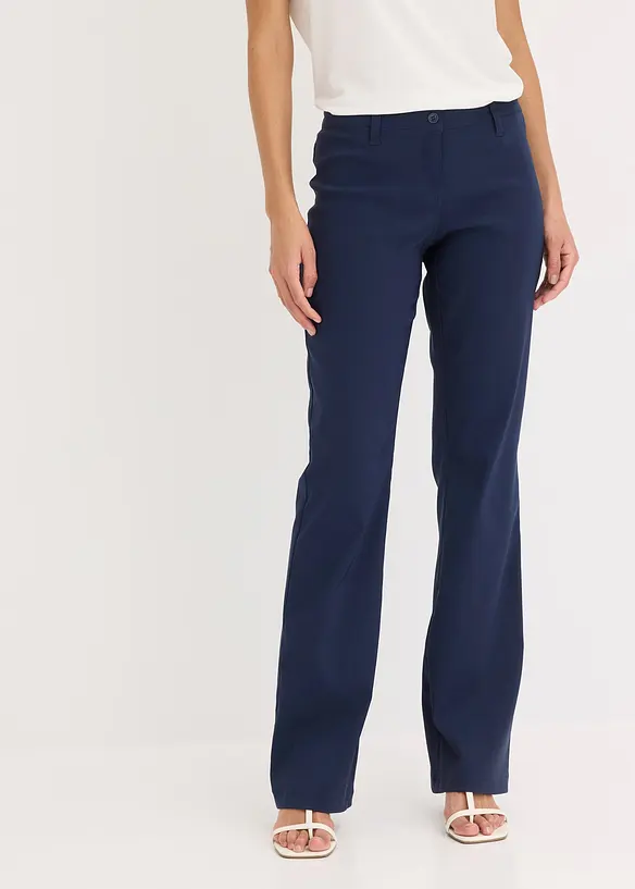 Stretch-Hose aus elastischem Bengalin in blau von vorne - bonprix