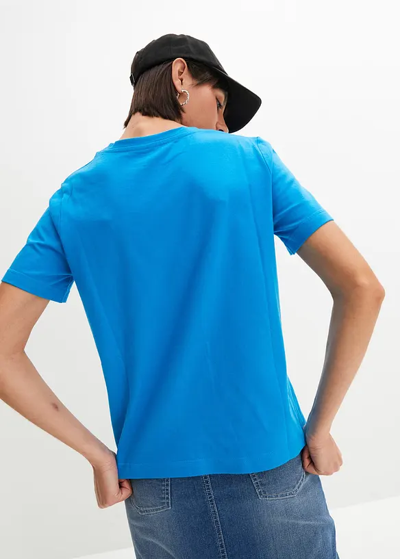 T-Shirt aus reiner Baumwolle in blau von hinten (im Anschnitt) - bonprix