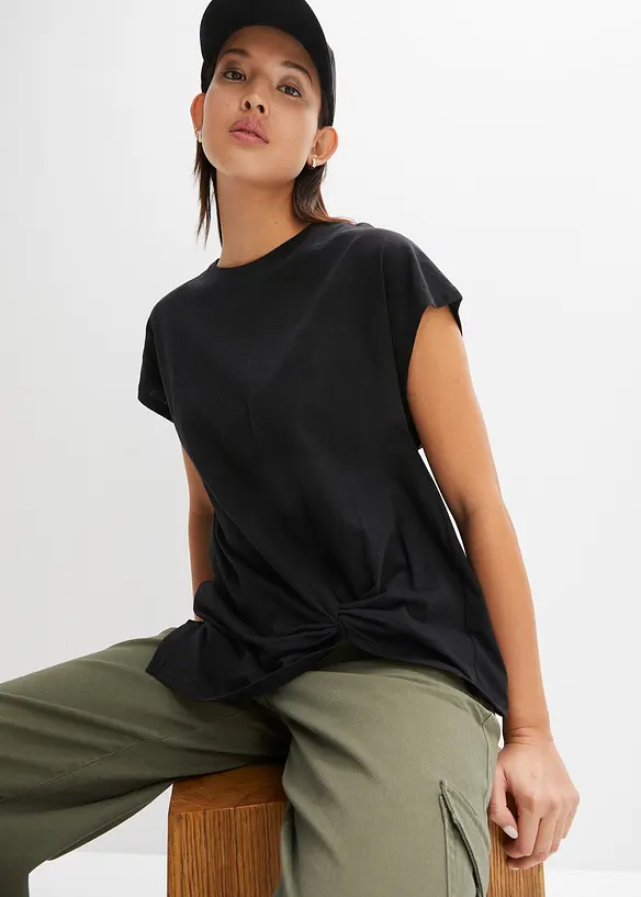 Shirt aus reiner Bio-Baumwolle in schwarz von vorne (im Anschnitt) - bonprix Shirt aus reiner Bio-Baumwolle in schwarz von vorne (im Anschnitt) - bonprix
