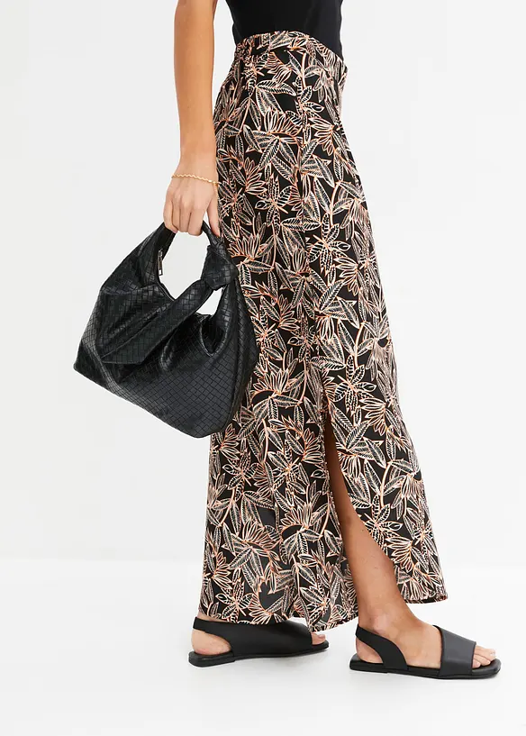 Palazzo-Hose mit Schlitz in schwarz von vorne - bonprix Palazzo-Hose mit Schlitz in schwarz von vorne - bonprix
