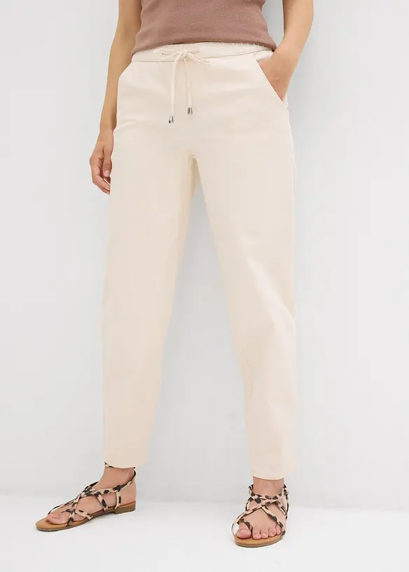 Barrel-Jeans, Mid Waist, Bequembund in beige von vorne - bonprix Barrel-Jeans, Mid Waist, Bequembund in beige von vorne - bonprix