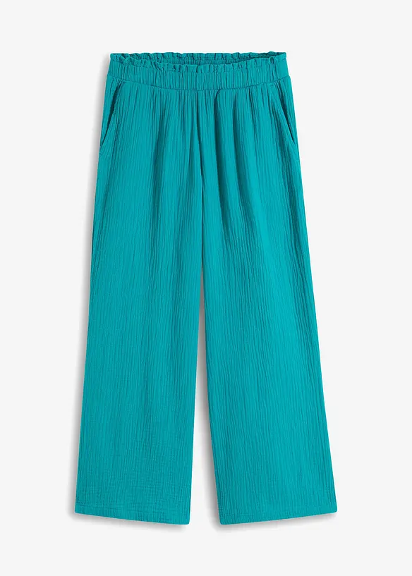 Musselin-Culotte aus reiner Baumwolle in grün von vorne - bonprix Musselin-Culotte aus reiner Baumwolle in grün von vorne - bonprix