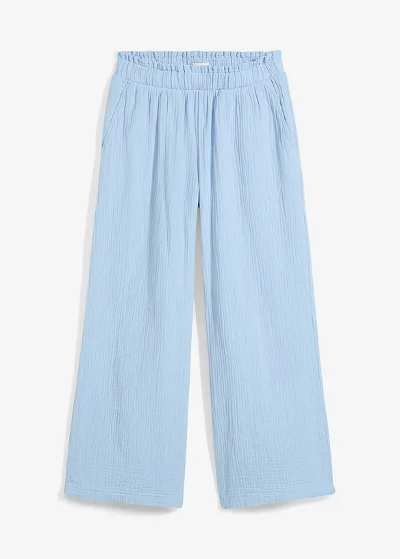 Musselin-Culotte aus reiner Baumwolle in blau von vorne - bonprix Musselin-Culotte aus reiner Baumwolle in blau von vorne - bonprix