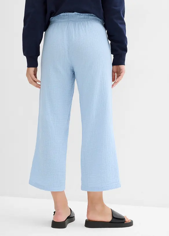Musselin-Culotte aus reiner Baumwolle in blau von hinten - bonprix Musselin-Culotte aus reiner Baumwolle in blau von hinten - bonprix