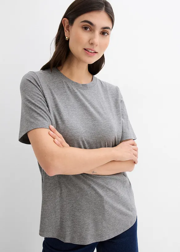 Umstandsshirt mit diskreter Stillfunktion mit Bio-Baumwolle in grau von vorne (im Anschnitt) - bonprix Umstandsshirt mit diskreter Stillfunktion mit Bio-Baumwolle in grau von vorne (im Anschnitt) - bonprix