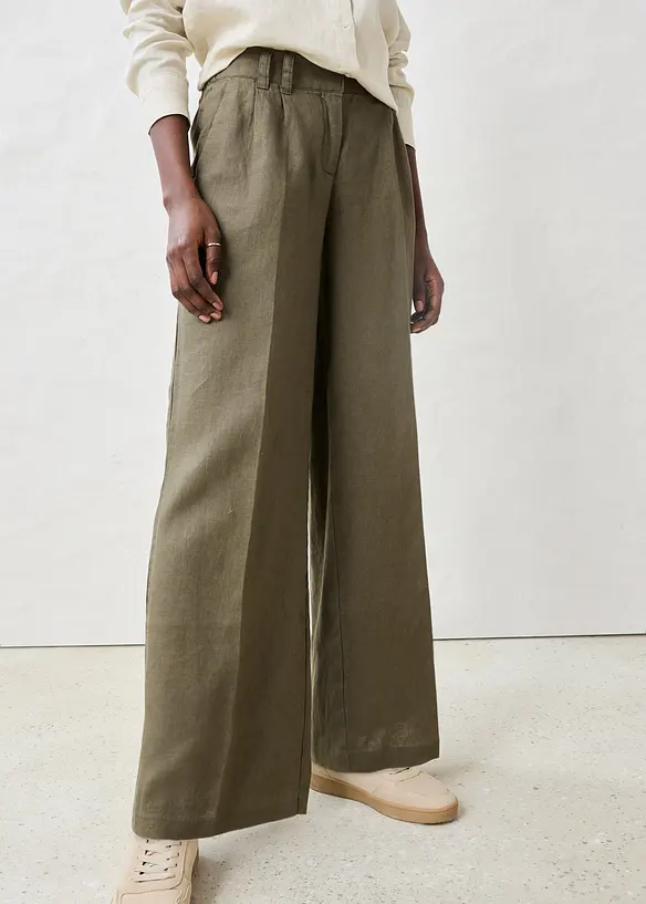 Leinenhose in grün von vorne - bonprix Leinenhose in grün von vorne - bonprix