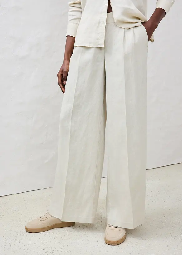 Leinenhose in beige von vorne - bonprix Leinenhose in beige von vorne - bonprix