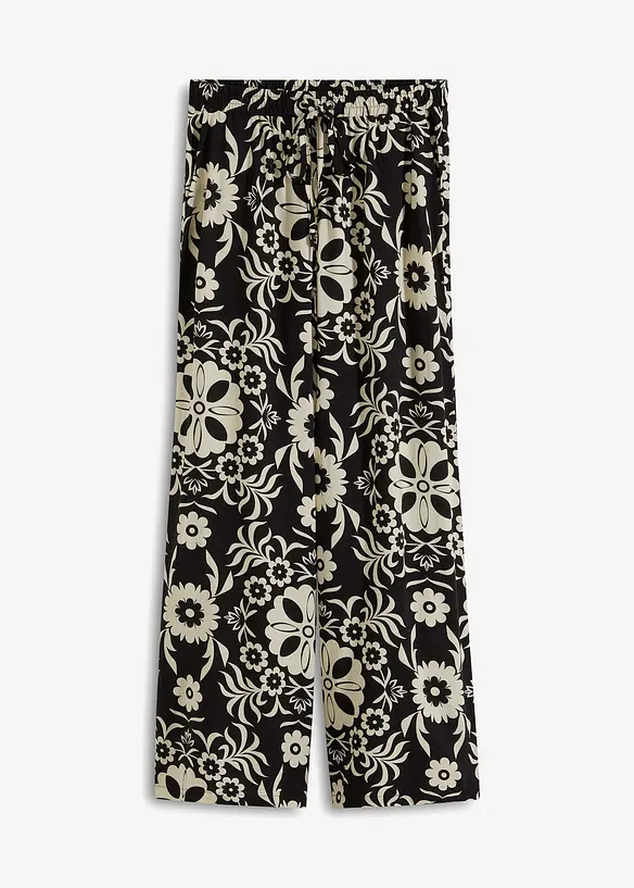 Marlenehose aus fließender Viskose in schwarz von vorne - bonprix