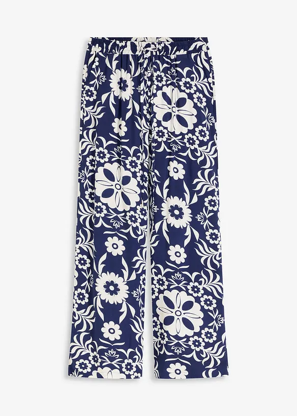 Marlenehose aus fließender Viskose in blau von vorne - bonprix