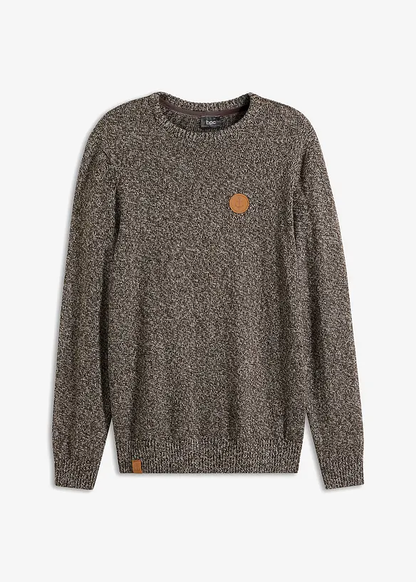 Feinstrickpullover in Regular Fit in braun von vorne - bonprix
