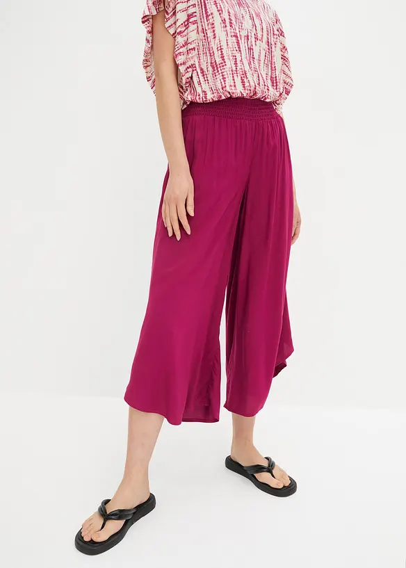 Wadenlange Culotte aus softer Viskose in lila von vorne - bonprix Wadenlange Culotte aus softer Viskose in lila von vorne - bonprix
