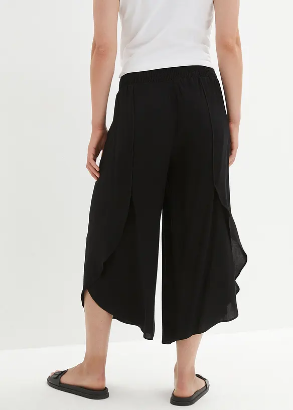 Wadenlange Culotte aus softer Viskose in schwarz von hinten - bonprix Wadenlange Culotte aus softer Viskose in schwarz von hinten - bonprix