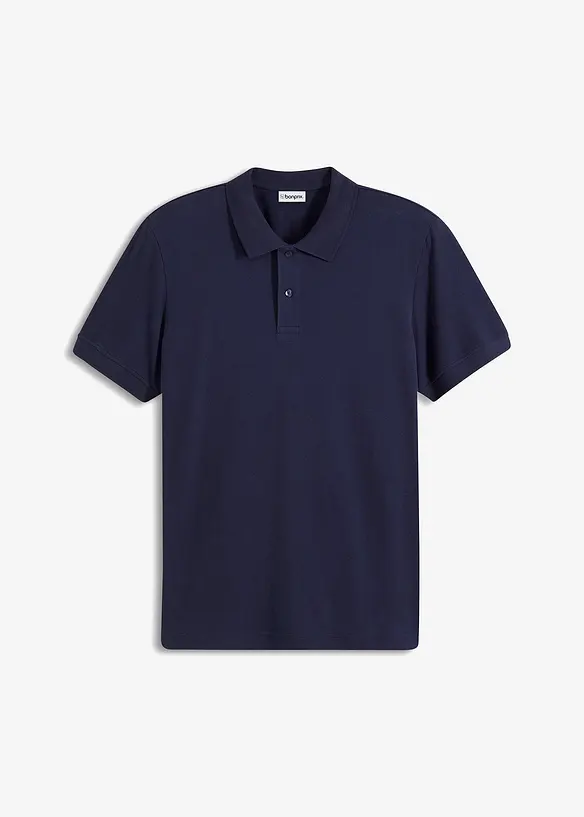 Piqué-Poloshirt aus reiner Bio-Baumwolle in blau von vorne - bonprix