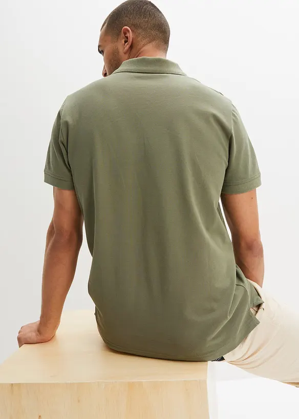 Piqué-Poloshirt aus reiner Bio-Baumwolle in grün von hinten (im Anschnitt) - bonprix