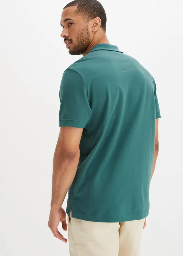 Piqué-Poloshirt aus reiner Bio-Baumwolle in grün von hinten (im Anschnitt) - bonprix