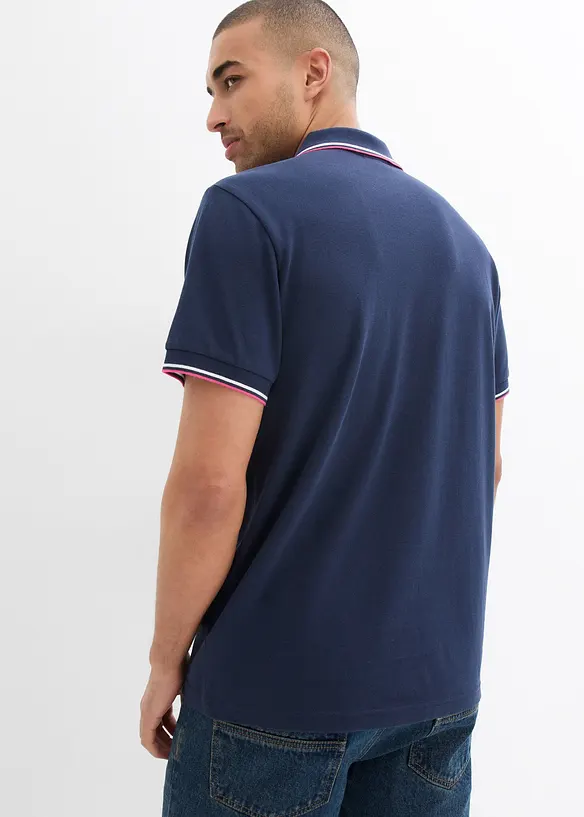 Poloshirt aus robustem Piqué in blau von hinten (im Anschnitt) - bonprix