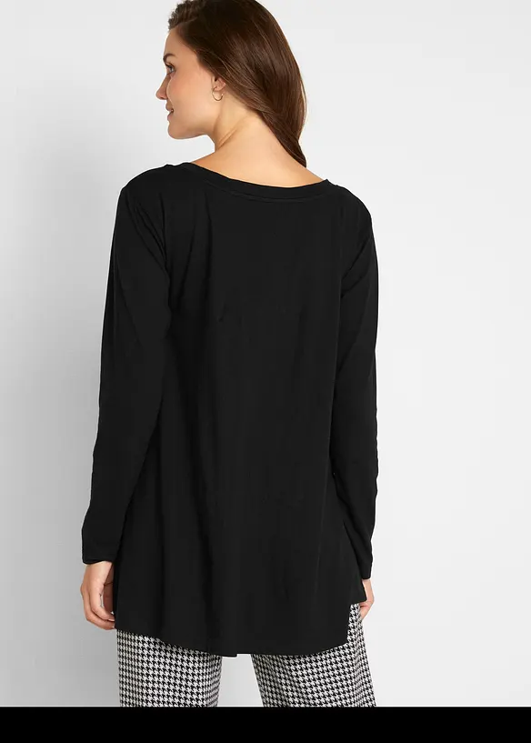 Langarmshirt aus Baumwoll-Viskose-Mix in schwarz von hinten (im Anschnitt) - bonprix Langarmshirt aus Baumwoll-Viskose-Mix in schwarz von hinten (im Anschnitt) - bonprix