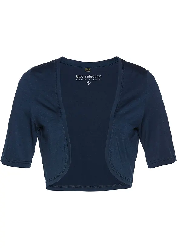 Shirt-Bolero in blau von vorne - bonprix