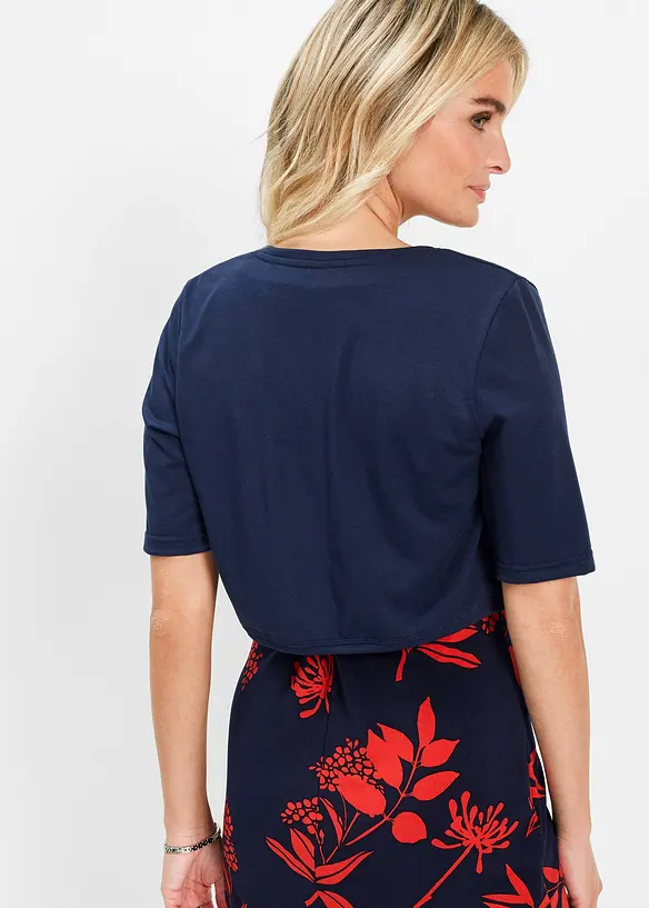 Shirt-Bolero in blau von hinten (im Anschnitt) - bonprix