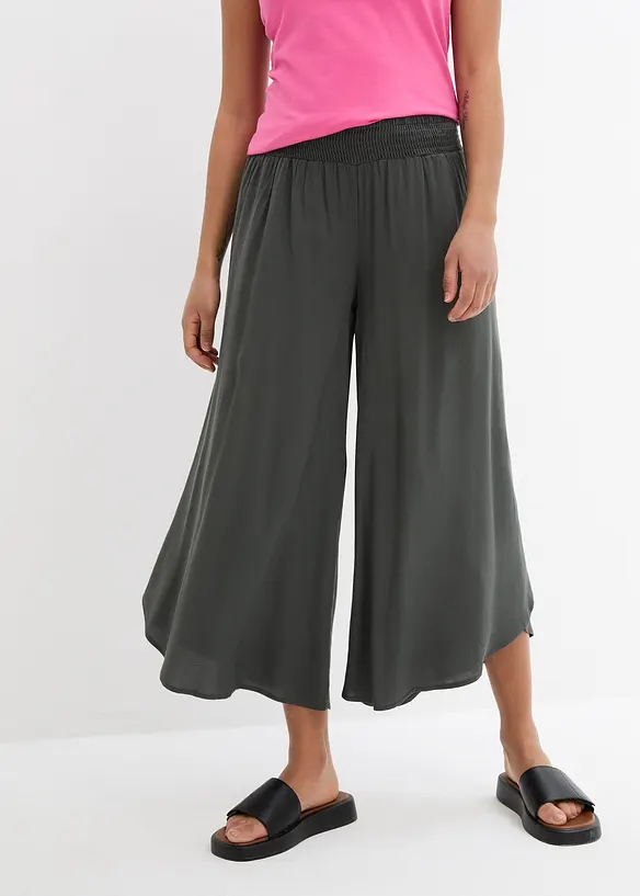 Wadenlange Culotte aus softer Viskose in grau von vorne - bonprix Wadenlange Culotte aus softer Viskose in grau von vorne - bonprix