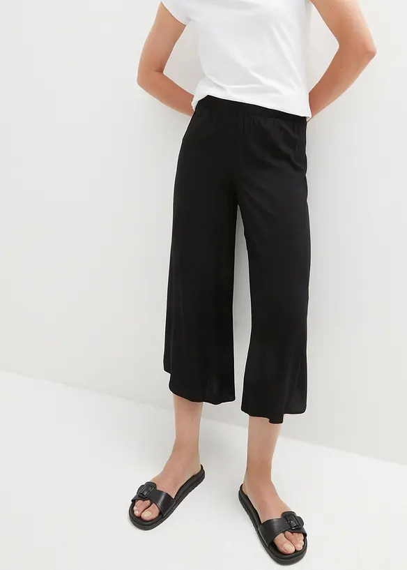 Wadenlange Culotte aus softer Viskose in schwarz von vorne - bonprix Wadenlange Culotte aus softer Viskose in schwarz von vorne - bonprix