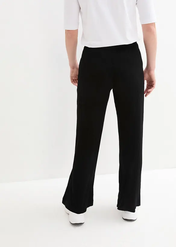 Palazzo-Hose aus reiner Viskose in schwarz von hinten - bonprix