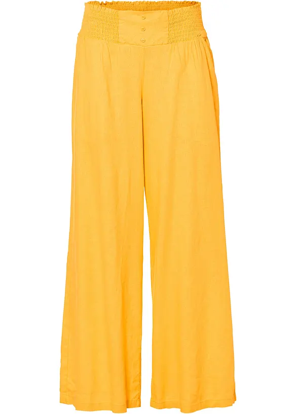 Marlenehose aus luftigem Leinen-Mix in gelb - bonprix Marlenehose aus luftigem Leinen-Mix in gelb - bonprix