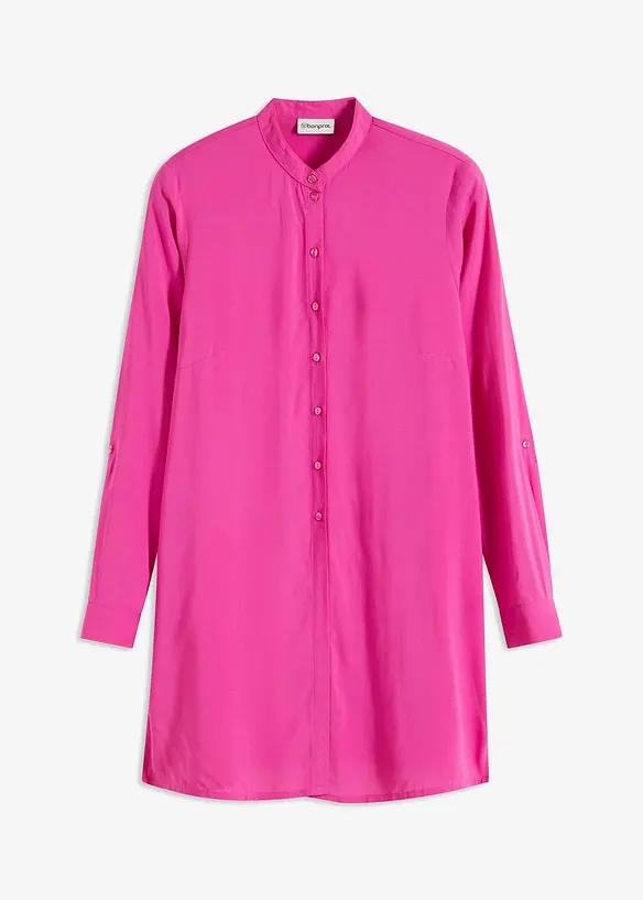 Longbluse aus fließender Viskose in pink von vorne - bonprix