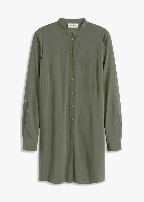 Longbluse aus fließender Viskose in schwarz von vorne - bonprix