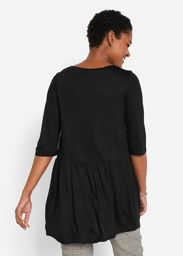 Longshirt aus Viskose mit Volant in schwarz von hinten (im Anschnitt) - bonprix Longshirt aus Viskose mit Volant in schwarz von hinten (im Anschnitt) - bonprix