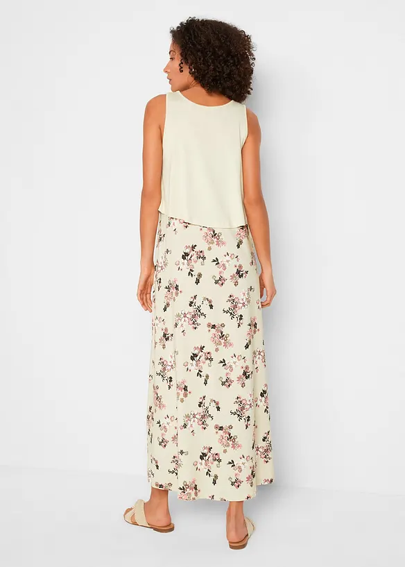 Shirt-Maxikleid aus feiner Viskose in beige von hinten (Totalaufnahme) - bonprix Shirt-Maxikleid aus feiner Viskose in beige von hinten (Totalaufnahme) - bonprix