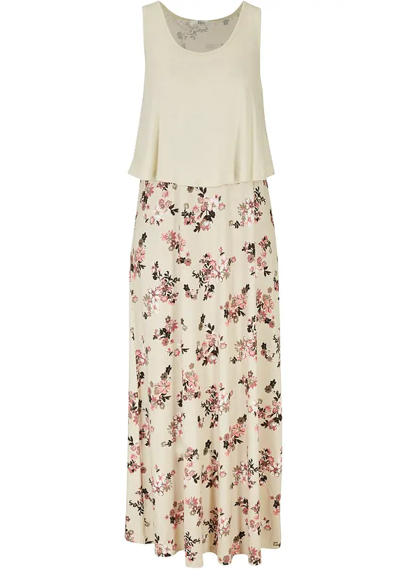 Shirt-Maxikleid aus feiner Viskose in beige von vorne - bonprix Shirt-Maxikleid aus feiner Viskose in beige von vorne - bonprix