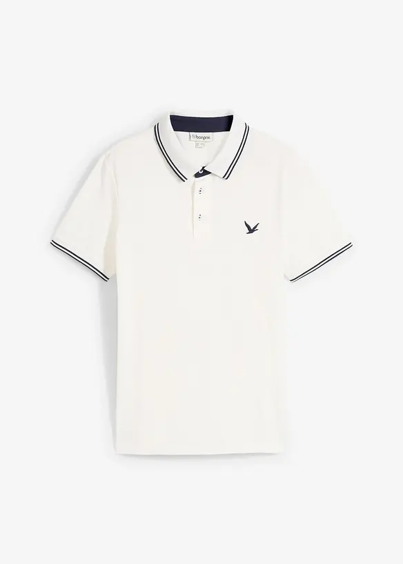 Poloshirt aus robustem Piqué in weiß von vorne - bonprix