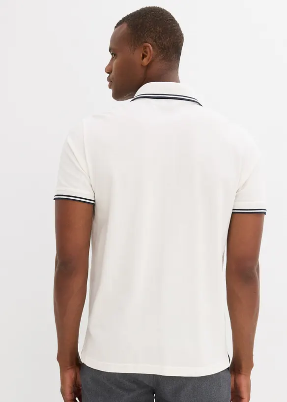 Poloshirt aus robustem Piqué in weiß von hinten (im Anschnitt) - bonprix