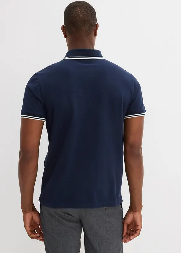 Poloshirt aus robustem Piqué in blau von hinten (im Anschnitt) - bonprix