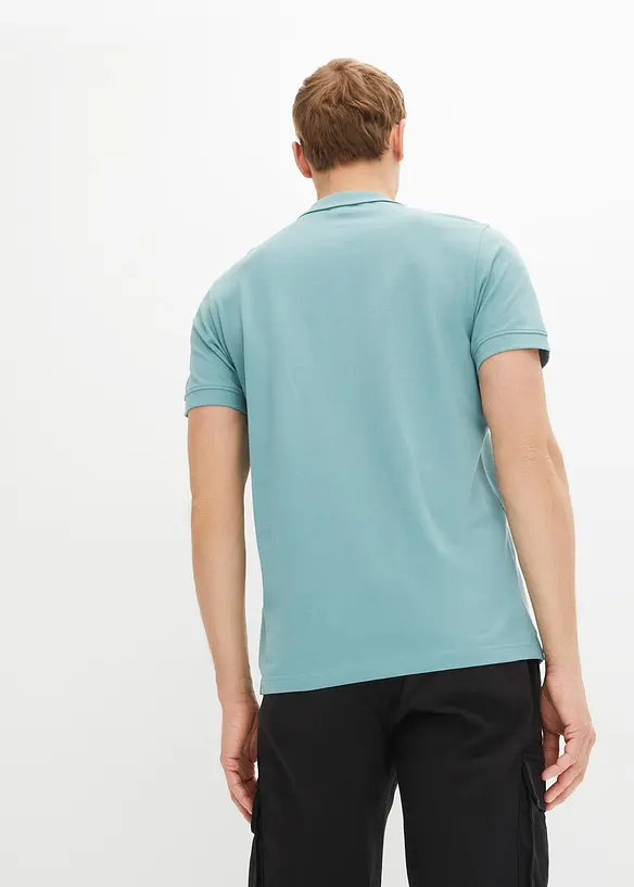 Piqué-Poloshirt aus reiner Bio-Baumwolle in blau von hinten (im Anschnitt) - bonprix