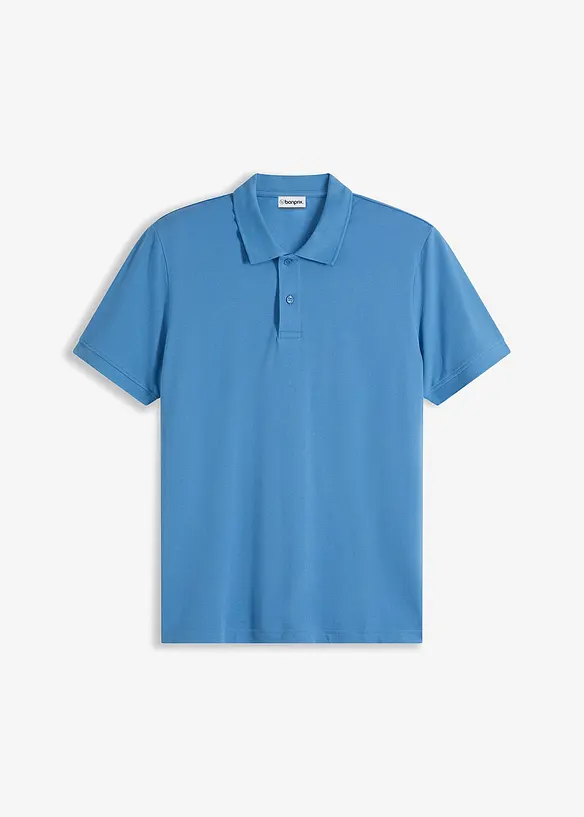Piqué-Poloshirt aus reiner Bio-Baumwolle in blau von vorne - bonprix