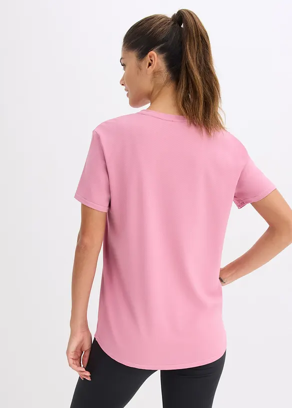 Weites Sport-Shirt mit Strukturoptik, schnelltrocknend in rosa von hinten (im Anschnitt) - bonprix