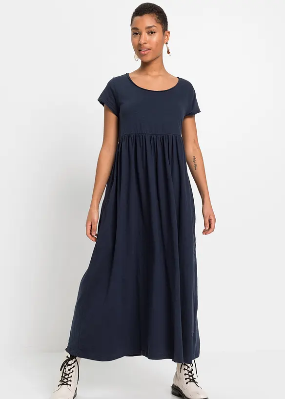 Shirtkleid aus Bio-Baumwolle in blau von vorne (Totalaufnahme) - bonprix Shirtkleid aus Bio-Baumwolle in blau von vorne (Totalaufnahme) - bonprix