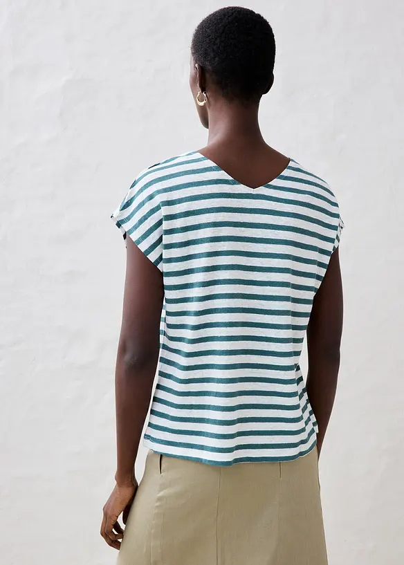 Shirt aus reinem Leinen mit Fledermausärmeln in petrol von hinten (im Anschnitt) - bonprix Shirt aus reinem Leinen mit Fledermausärmeln in petrol von hinten (im Anschnitt) - bonprix