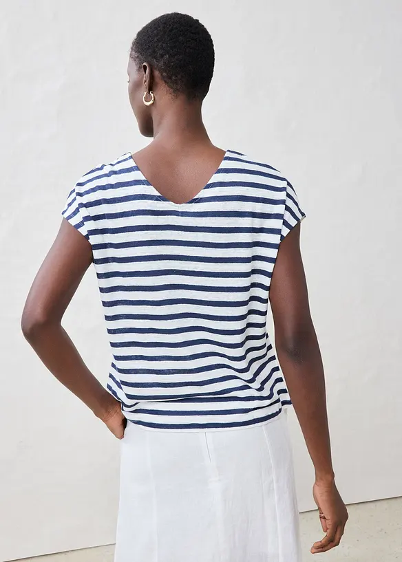 Shirt aus reinem Leinen mit Fledermausärmeln in blau von hinten (im Anschnitt) - bonprix Shirt aus reinem Leinen mit Fledermausärmeln in blau von hinten (im Anschnitt) - bonprix