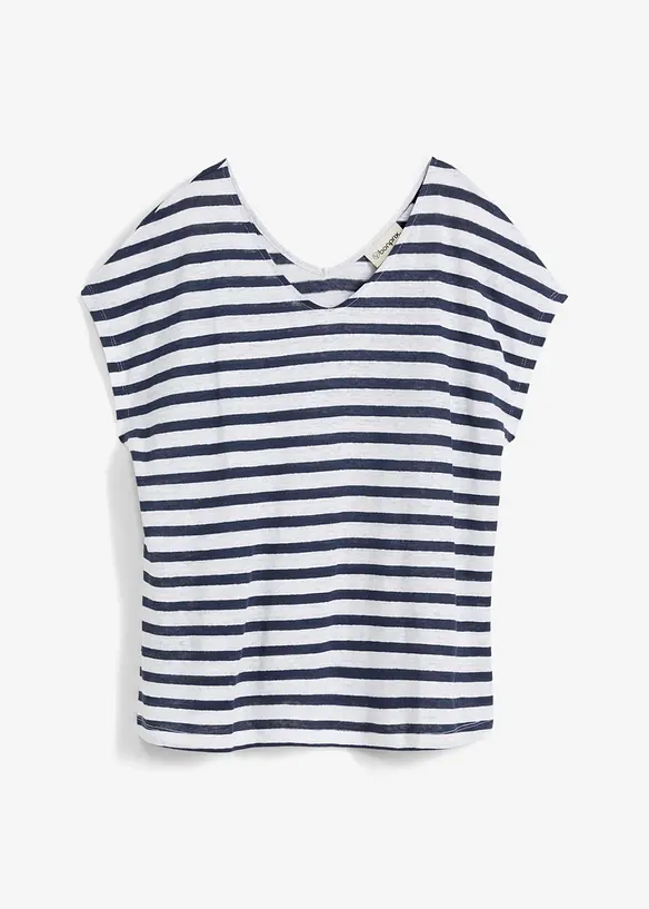 Shirt aus reinem Leinen mit Fledermausärmeln in blau von vorne - bonprix Shirt aus reinem Leinen mit Fledermausärmeln in blau von vorne - bonprix