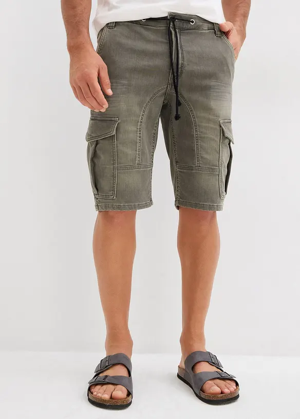 Sweatjeans-Bermuda in Regular-Fit in grau von vorne - bonprix