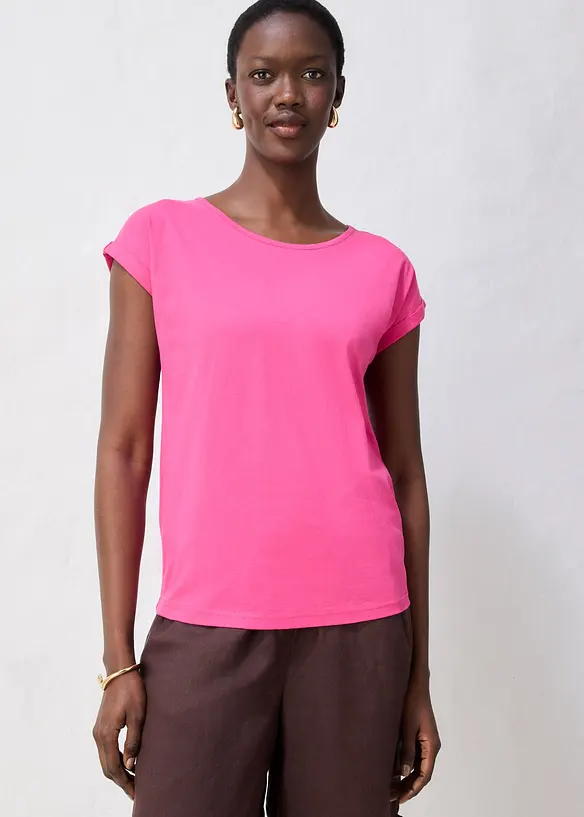 Shirt mit Seidenanteil in pink von vorne (im Anschnitt) - bonprix Shirt mit Seidenanteil in pink von vorne (im Anschnitt) - bonprix