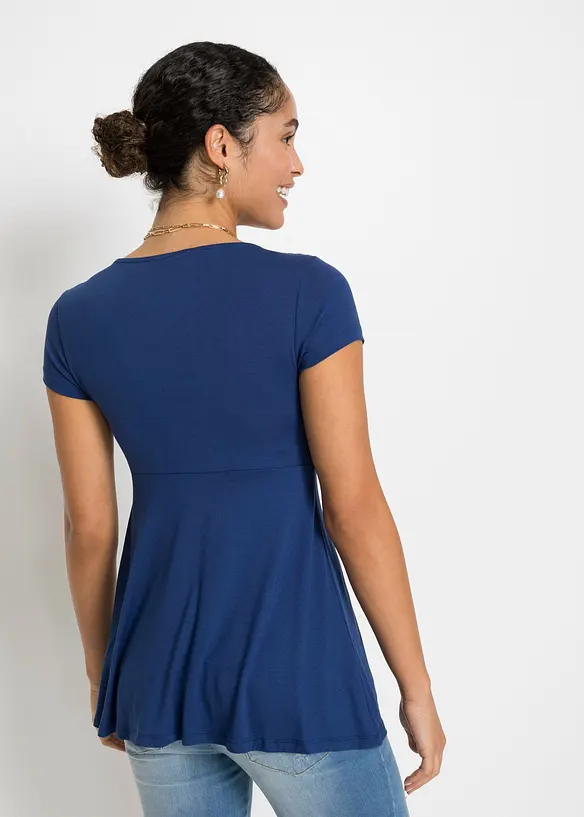 Shirt aus softem Viskose-Mix in blau von hinten (im Anschnitt) - bonprix