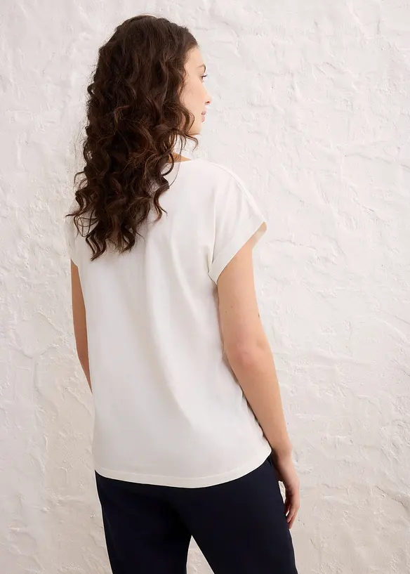 Shirt mit Seidenanteil in weiß von hinten (im Anschnitt) - bonprix Shirt mit Seidenanteil in weiß von hinten (im Anschnitt) - bonprix
