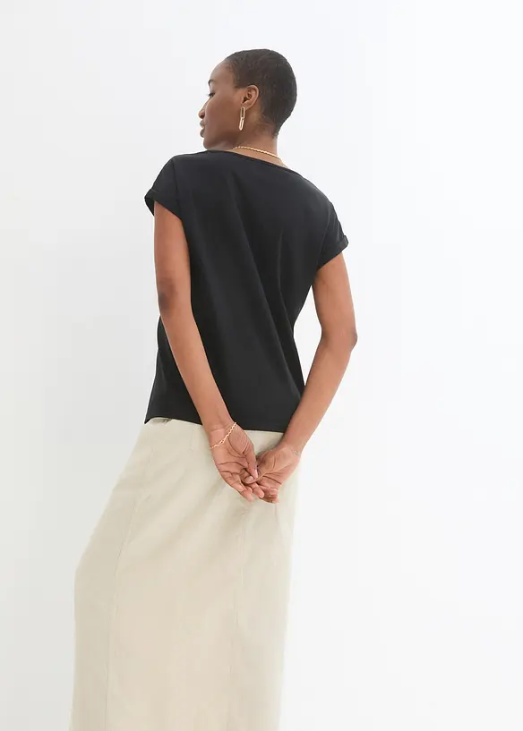 Shirt mit Seidenanteil in schwarz von hinten (im Anschnitt) - bonprix Shirt mit Seidenanteil in schwarz von hinten (im Anschnitt) - bonprix